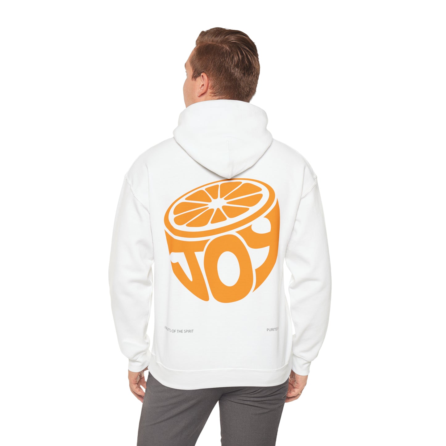 JOY Orange HOODIE White