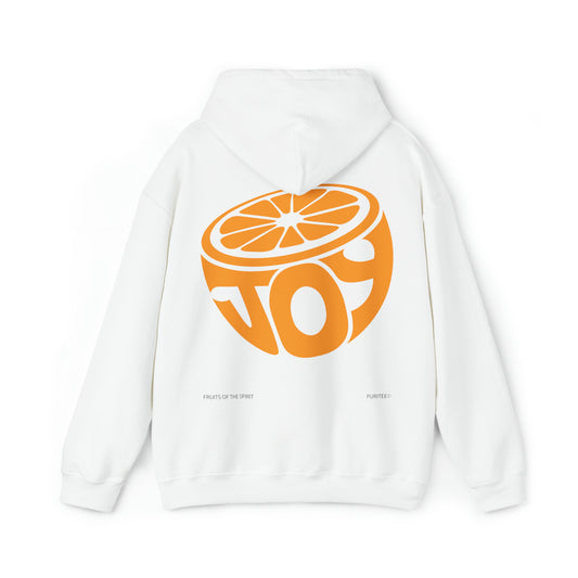 JOY Orange HOODIE White