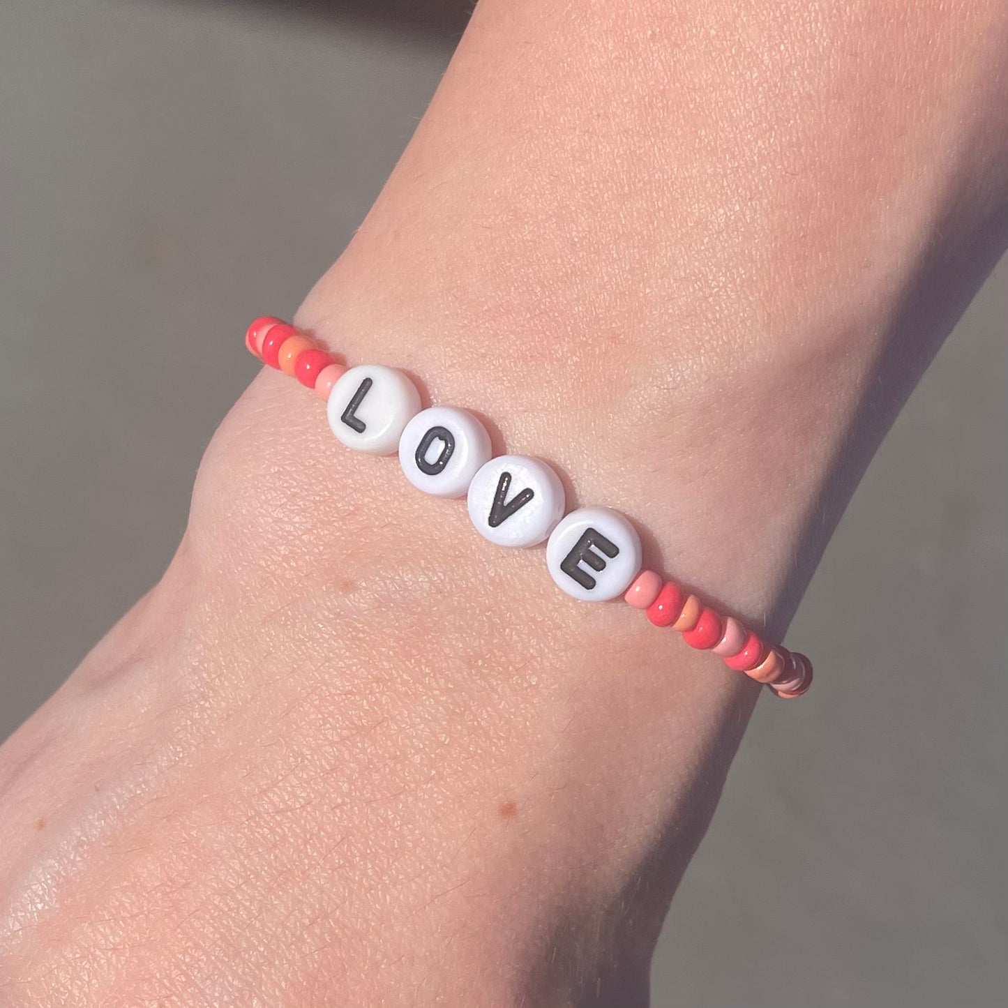 LOVE Strawberry Beaded Bracelet