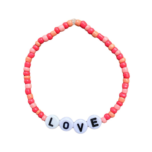 LOVE Strawberry Beaded Bracelet