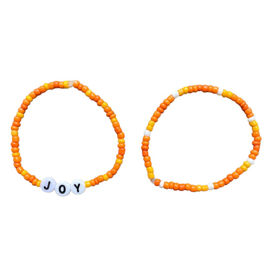 JOY Orange Beaded Bracelet PACK